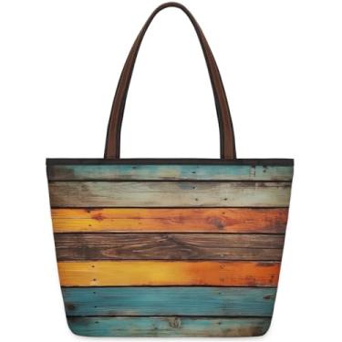 Imagem de Sacola grande para mulheres, abstrata, moderna, colorida, padrão de chão, bolsas de pano de trabalho com zíper, reutilizáveis, bolsas de mão casuais, viagens, viagens, trabalho, férias, praia, compras