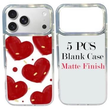 Imagem de JUSTRY 5 conjuntos de capas de telefone em branco de sublimação para iPhone 17 Pro Max, 2 em 1 2D DIY TPU em branco capa de borracha macia + inserções foscas, fácil de sublimar personalizado