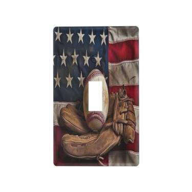 Imagem de Blueangle Capa para placa de parede para interruptor de luz de interruptor de luz de taco de beisebol vintage capa decorativa para tomada de parede, tamanho 1 gangue 4,53 x 2,76 polegadas (175)