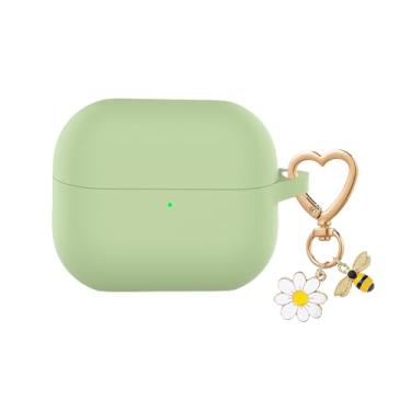 Imagem de QIMZBAAT Capa para Samsung Galaxy Buds 3 e Galaxy Buds 3Pro e Bud 3 FE com chaveiro fofo com pingente de margarida de abelha, capa protetora de silicone macio para Samsung Galaxy Buds3 Series Capa de