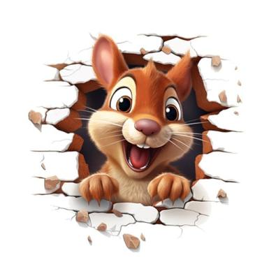 Imagem de MaiKeAYang Decalques de parede 3D, murais, decorações de parede de vinil removíveis, esquilo fofo para sala de estar, quartos de bebê, quarto, banheiro, casa, parede, decoração DIY