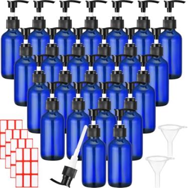 Imagem de Tanlade Dispensador de garrafa com bomba de vidro de 118 ml, recipientes de vidro recarregáveis para artigos de higiene pessoal, loção de sabonete líquido, xampu, óleos essenciais, acessórios