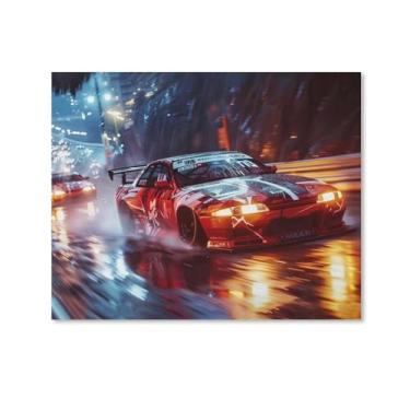 Imagem de HouLaiZhe Drift Car S15 Rainy Night Jdm Car Cool Posters Tela Estética Decoração de Parede Pintura de Parede Impressão de Sala de Galeria Decoração de Parede para Quarto Sala de Estar Escritório 11 x