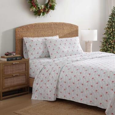 Imagem de Tommy Bahama - Jogo de cama queen size, roupa de cama percal de algodão fresco com uma sensação suave e leve, 4 peças de lençóis de férias com fronhas combinando (Flamingo Papai Noel)
