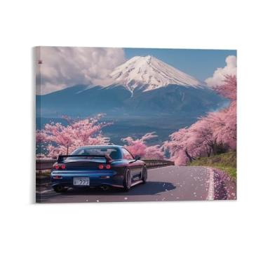 Imagem de HouLaiZhe Jdm Carro Mx5 Montagem em Flor de Cerejeira Fuji Posters Tela Estética Sala Decoração de Parede Impressões Galeria Sala Decoração de Parede para Quarto Sala de Estar Escritório 08 x 10
