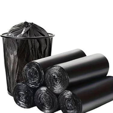 Imagem de Sacos de lixo pequenos de 19,7 × 23,15 cm, sacos de lixo grossos fortes à prova de vazamento sem cheiro para banheiro, cozinha, lixeiras de escritório, 100 sacos degradáveis de boca plana (preto)