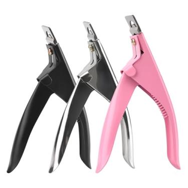 Imagem de KAZIPOP Cortador de unhas postiças de acrílico com 3 peças, lâmina de aço inoxidável, cortador de pontas de unhas falsas para salão de beleza, pontas falsas artificiais, ferramenta de clipe de lâmina