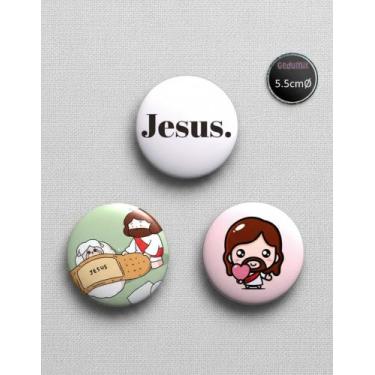 Imagem de Botton GEDUMIX Jesus O Messias Aesthetic 1.0 - 3 Peças, 5.5cmØ Ímã