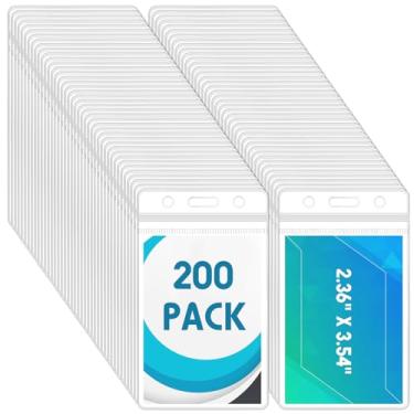 Imagem de Marspark 200 peças de porta-cartões de identificação de plástico transparente com zíper resselável à prova d'água capa de PVC transparente para escritório e escola