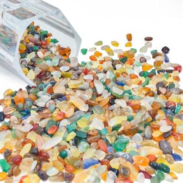 Imagem de Kaiyuan Dynasty L LB(455g) 5-7 mm Ágata colorida natural pedras trituradas de quartzo triturado lascas de cristal de vidro para aquário de peixes plantas suculentas decoração de vasos preenchedores