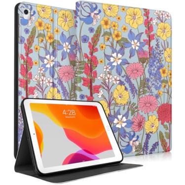 Imagem de Wazzasoft for iPad Pro 9.7,for iPad 4th/5th,for iPad Air 1st/2nd Case - Women Girls Cute Smart Folio Cover (Auto Wake/Sleep) with Build-in Pencil Holder for Apple Tablet Soft TPU Cover,Line Floral