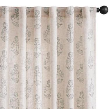 Imagem de Cortinas jinchan Linen Floral, 213 cm de comprimento, cinza, sala de e