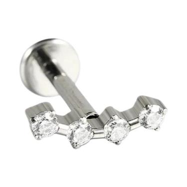 Imagem de Brinco De Cartilagem Em Titânio Cor Dourada Com Zircônia Cúbica Em For