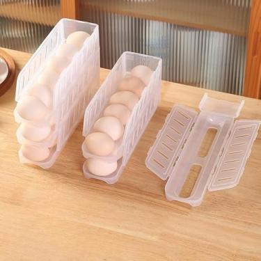 Imagem de Recipiente dobrável de armazenamento de ovos, organizador dobrável para ovos na geladeira ou cozinha (transparente (2 camadas))