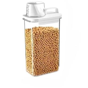 Imagem de Pote Armazenador Multiuso Hermético com Copo Medidor e Trava Para Sabão em Pó, Líquido, Amaciante(2300mL)