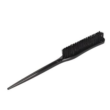 Imagem de Escova de cabelo para provocar cabelo, escova de cabelo com alça de cauda, 3 fileiras de nylon, adiciona volume, ergonômica, portátil, penteadeira de rabo de rato para salão de beleza (preto)