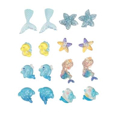 Imagem de Cuofyunl 16 peças amuletos de animais marinhos em resina adorável criatura do mar enfeites para fazer joias scrapbooking embelezando roupas
