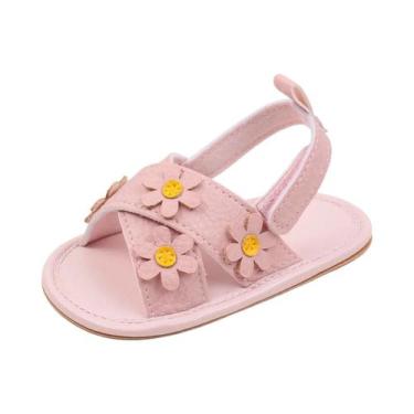 Imagem de Sandálias De Couro PU Antiderrapantes Para Bebês Meninas Com Flores 3D