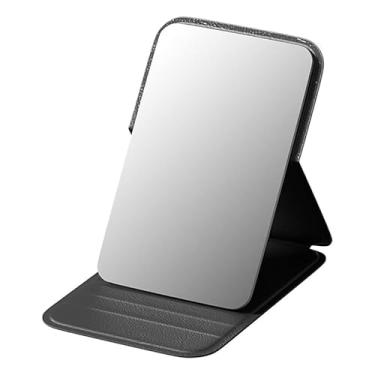 Imagem de Espelho dobrável compacto, pequeno espelho de maquiagem portátil de 9,9 cm para bolsa de bolso, mini espelhos dobráveis de tamanho de viagem com suporte para mesa, espelhos portáteis