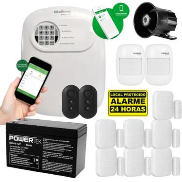 Imagem de Kit Alarme Sem Fio Intelbras 7 Magnéticos, 2 Infra, 2 Controles e Bate