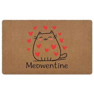 Imagem de huester Tapete de porta de boas-vindas para gatos dos namorados, gato meowentino decorativo para casa, ambientes externos, varanda, entrada externa, capacho de boas-vindas, 43 x 76 cm