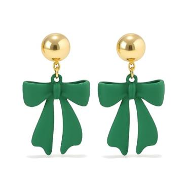 Imagem de Brincos de laço vermelho de Natal para mulheres, brincos de festa de fim de ano, roupas de Natal para mulheres, presentes modernos 2025, Metal, Sem pedra preciosa