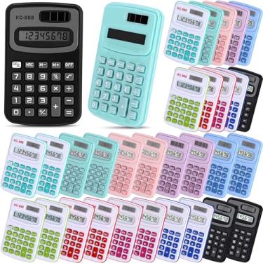 Imagem de Flutesan Pacote com 30 calculadoras de bolso, pequenas, alimentadas por bateria, tamanho mini, 4 funções, calculadora básica portátil para estudantes, crianças, escola, escritório em casa (vermelho