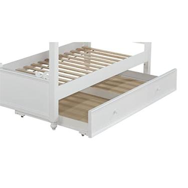 Imagem de Estrutura de cama para móveis de quarto, estrutura de cama de madeira/metal com suporte de ripas de madeira, beliche duplo Queen T-T sem necessidade de molas para quarto e sala de estar (cama queen de