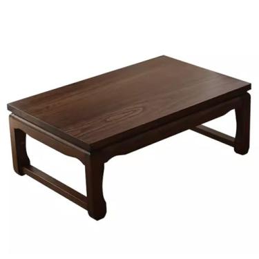 Imagem de AkosOL Mesa de centro de madeira maciça, mesa baixa japonesa, varanda, pequena mesa de chá, mesa de tatame, material de madeira paulownia, 60 x 40 x 30 cm
