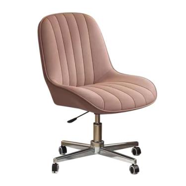Imagem de AkosOL Cadeira de mesa de tecido de veludo, cadeira de estudo, com rodas, quarto, escritório, sem braços, altura ajustável, cadeira de maquiagem gonômica para adultos, pasta de feijão/a