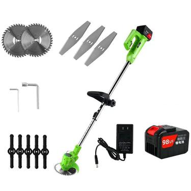 Imagem de Cortador de grama sem fio, cortador de grama elétrico 98V30000mAh 3 em 1 cortador de grama multifuncional portátil com carregador de bateria de lítio para árvores de jardim gramado