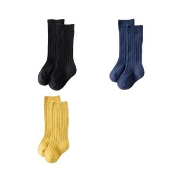 Imagem de Meias Até O Joelho Para Bebês, 3 Pares, Algodão Macio, Para Crianças, 