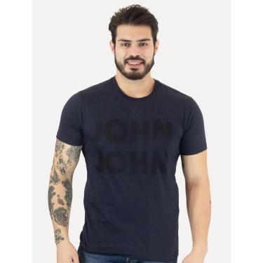 Imagem de Camiseta John John Masculina Slim Logo Brush Azul Marinho-Masculino