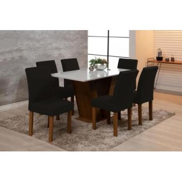 Imagem de Kit 6 Capas De Cadeira Mesa Sala Jantar Elástico Preto - Wellus Enxova