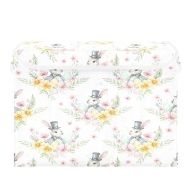 Imagem de SEHANY Cestas de armazenamento fofas de coelho de desenho animado com tampas, organizador de caixas de armazenamento de tecido para armário de roupas, cobertor de escritório, berçário, 42 x 32 x 30 cm