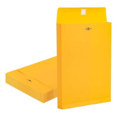 Imagem de Envelopes Manilla grandes expansíveis 25 x 33 com fecho e vedação gomada, pacote com 25, envelopes Goefun 180 GSM para documentos, para casa, escritório, envio comercial e armazenamento