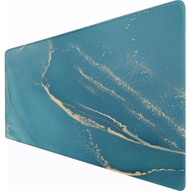 Imagem de Tapete de mouse grande para jogos, tapete de mesa grande de 80 cm x 39,9 cm com tecido de microtrama superior, teclado resistente à água com base antiderrapante, almofada de mesa para laptop para