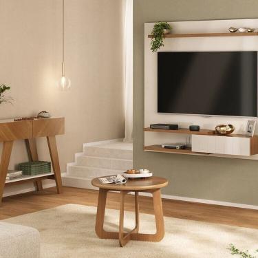 Imagem de Conjunto Sala de Estar Mesa de Centro Jasmin e Aparador Malibu e Painel Monza Cinamomo/Off White