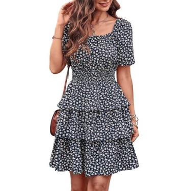 Imagem de Vestido PRETTYGARDEN 2025 Floral Decote Quadrado Preto G