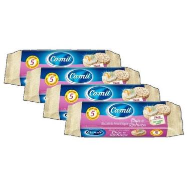 Imagem de 4 biscoito salgado arroz camil chia e linhaca integral 90g
