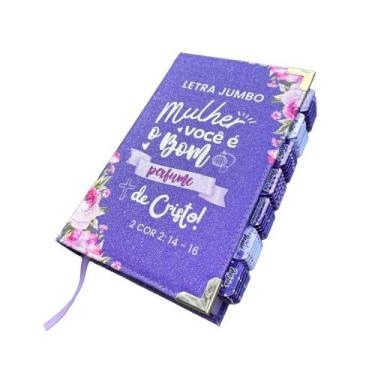 Imagem de Bíblia Sagrada Letra Jumbo Arc Full Color Capa Glitter Lilás Você é o 