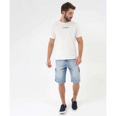 Imagem de Bermuda Masculina Jeans Bolsos Cargo Azul-65026 - AKIYOSHI, Jeans azul