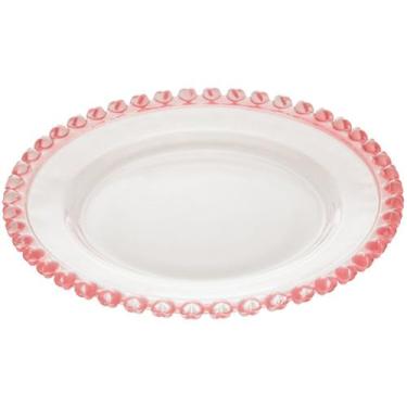 Imagem de Prato para Sobremesa de Cristal Coração Borda Rosa 20cm 1684 - Lyor