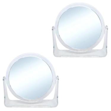 Imagem de 2 Espelhos de Mesa Giratório 12cm Dupla Face Moldura Acrílico - Fx