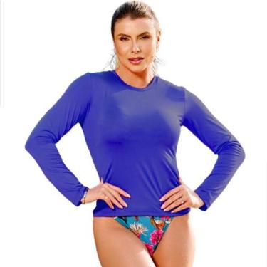 Imagem de Camisa feminina segunda pele proteção uv moda fitness praia blusa mang
