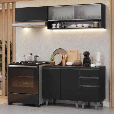 Imagem de Armário de Cozinha Compacta 200 cm Preto Nice Madesa 13