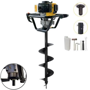 Imagem de Perfurador de Solo PSL517 à Gasolina 51,7CC 1,8HP com Broca 80X20CM Espiral Simples Ama...