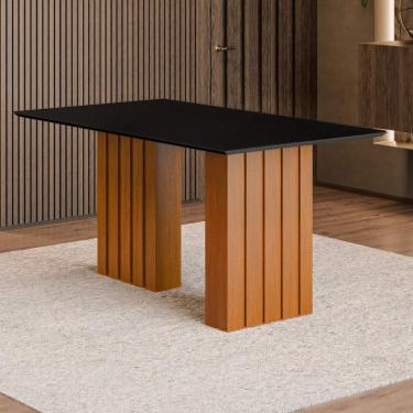 Imagem de Mesa De Jantar Com Vidro 6 Lugares Multimóveis Cr50233 Cinamomo-preto