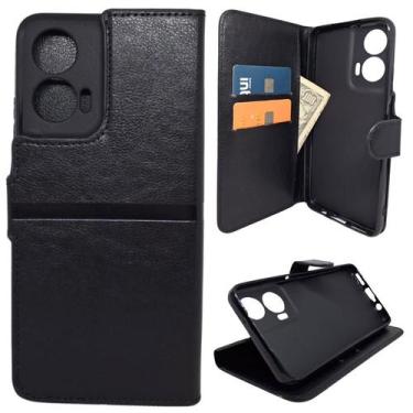 Imagem de Capa Carteira para Motorola G35 (Tela de 6.72) Capinha Case Cor:Preto 