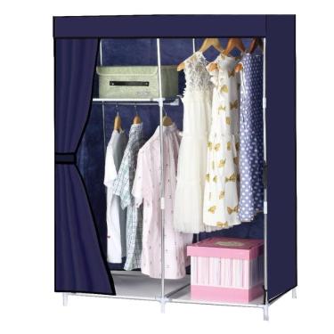 Imagem de Guarda Roupa Portátil com Cabideiro e 3 Prateleiras para Quarto em Tecido Dobrável Roxo
